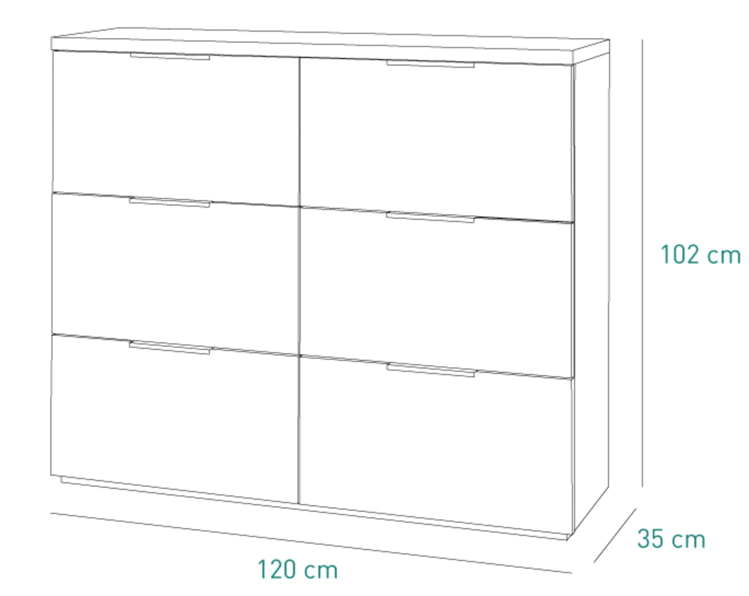 Composad Mundi 6 ribalte scarpiera rovere bianco 120 cm