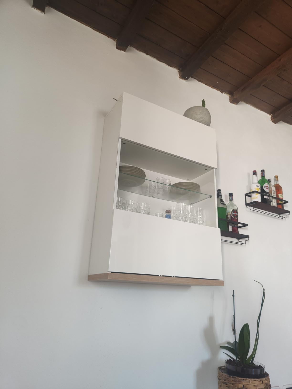 Composad Mundi pensile sospeso 1 anta vetro rovere bianco