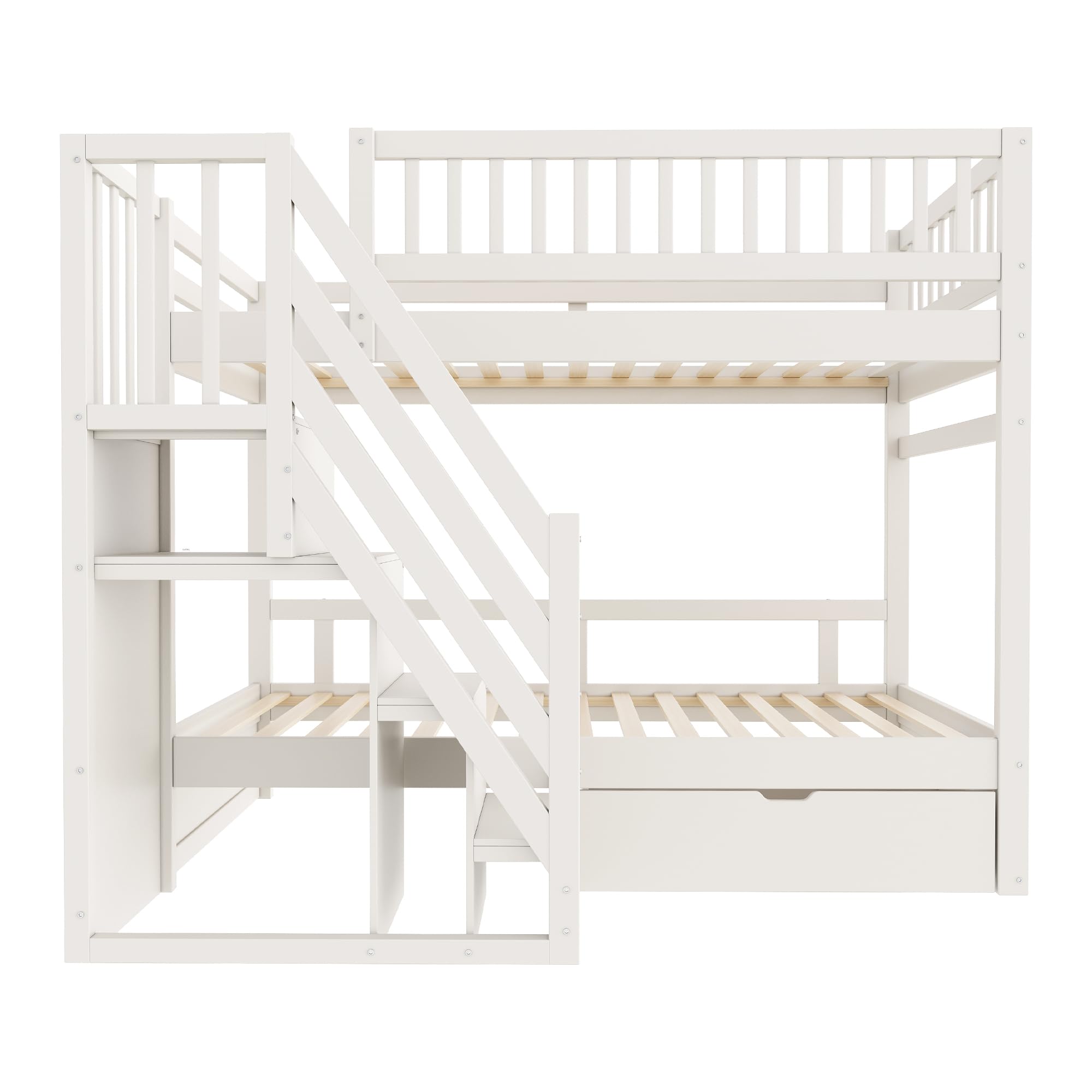 Dolamaní Letto a castello 90x200 bianco scala contenitore
