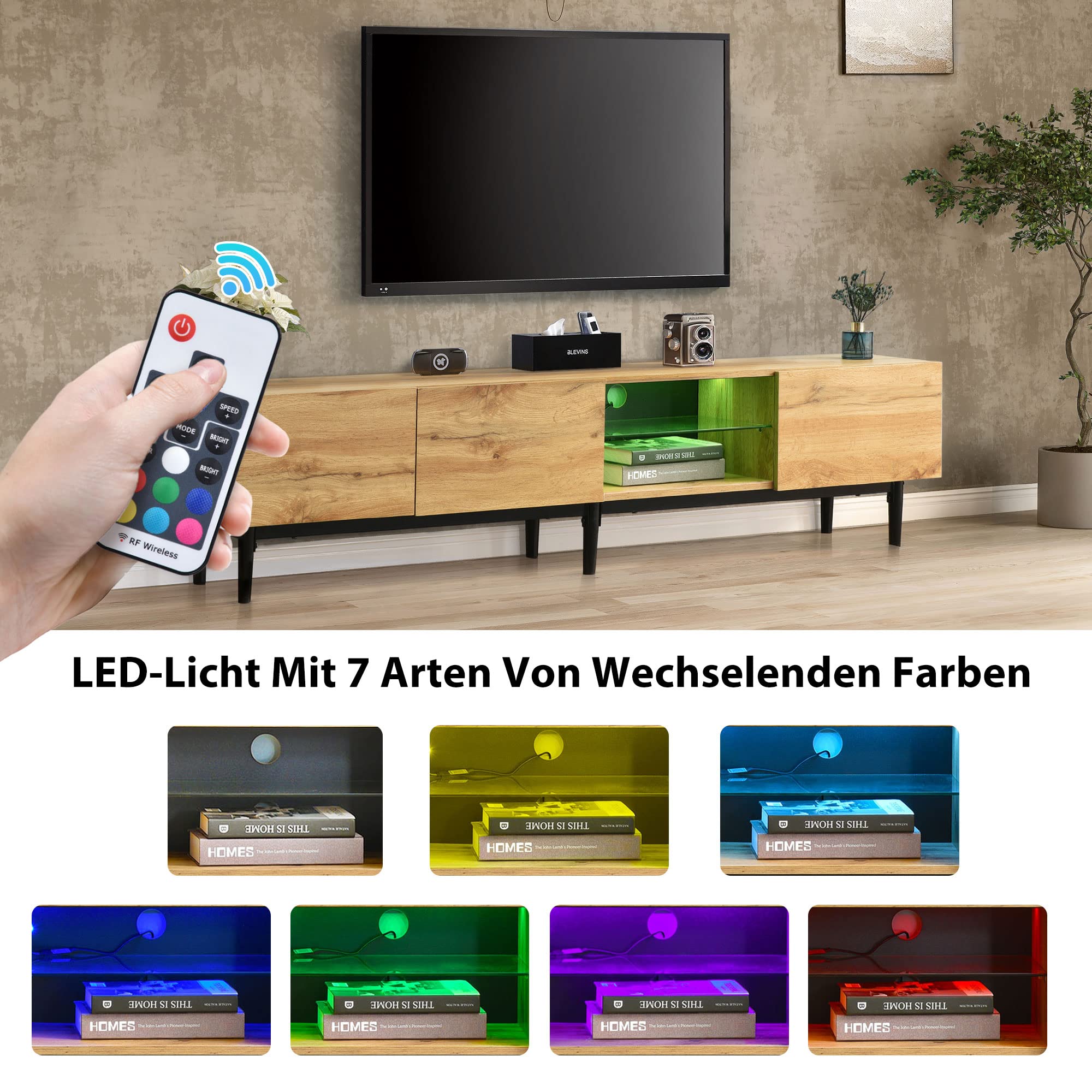Dolamaní Mobile TV Legno Nero 175 cm 3 Ante MDF Soggiorno