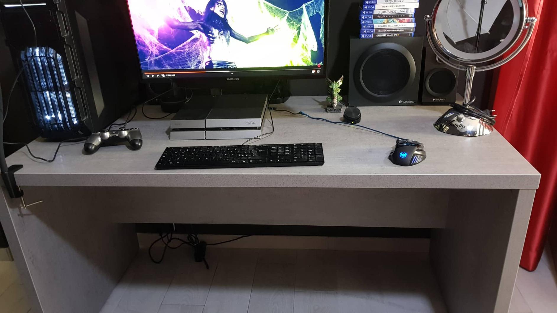 Composad Pratico Scrivania Ufficio Cemento 140 cm