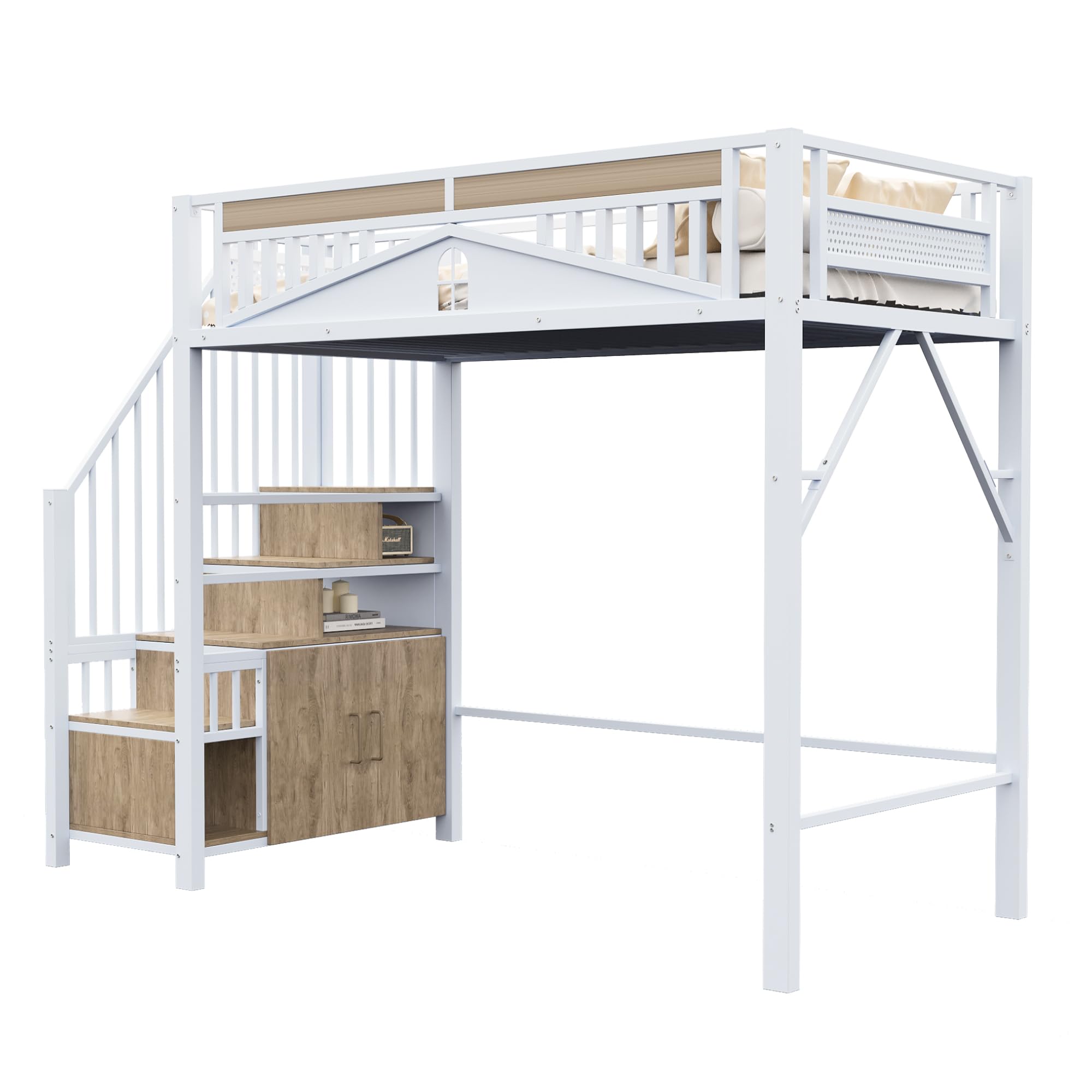 Dolamani Bianco B Letto a Soppalco Metallo 90x200 cm