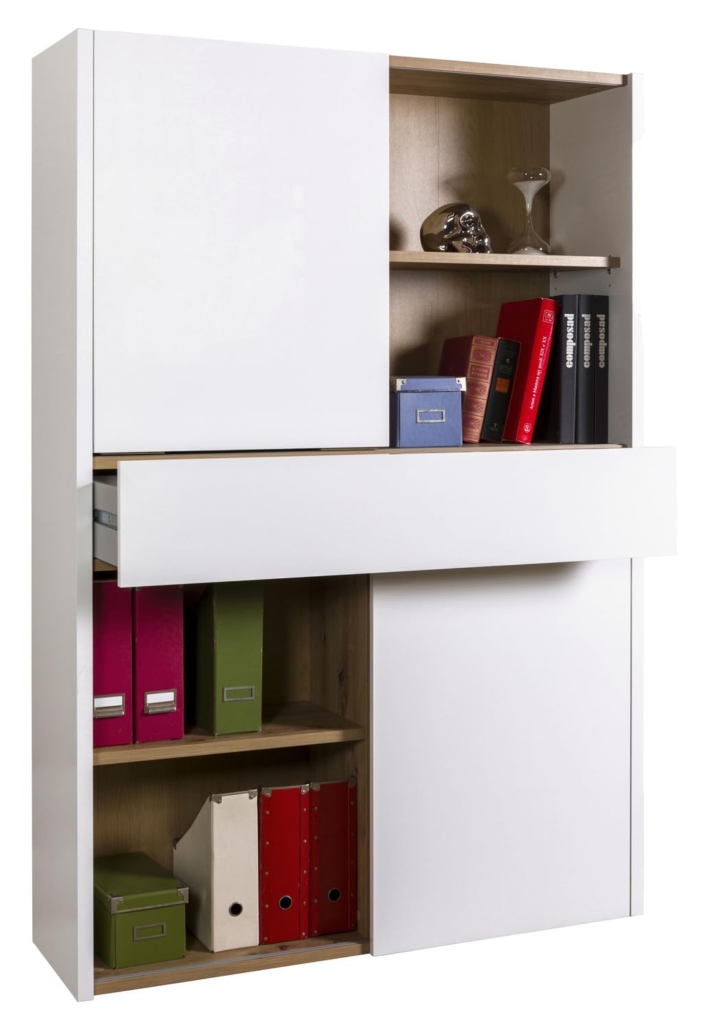 Composad Abile libreria 2 ante scorrevoli bianco rovere mielato