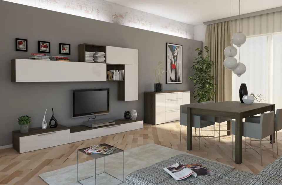Composad Pensiero Soggiorno Completo 3 Mobili Rovere Sonoma