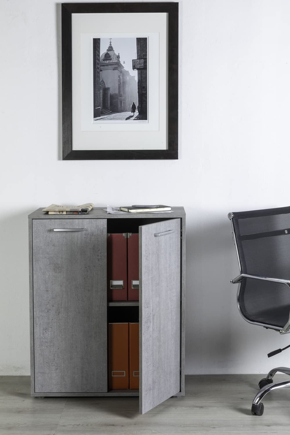 Composad Flow Mobile Contenitore 2 Ante Grigio Cemento 72 cm