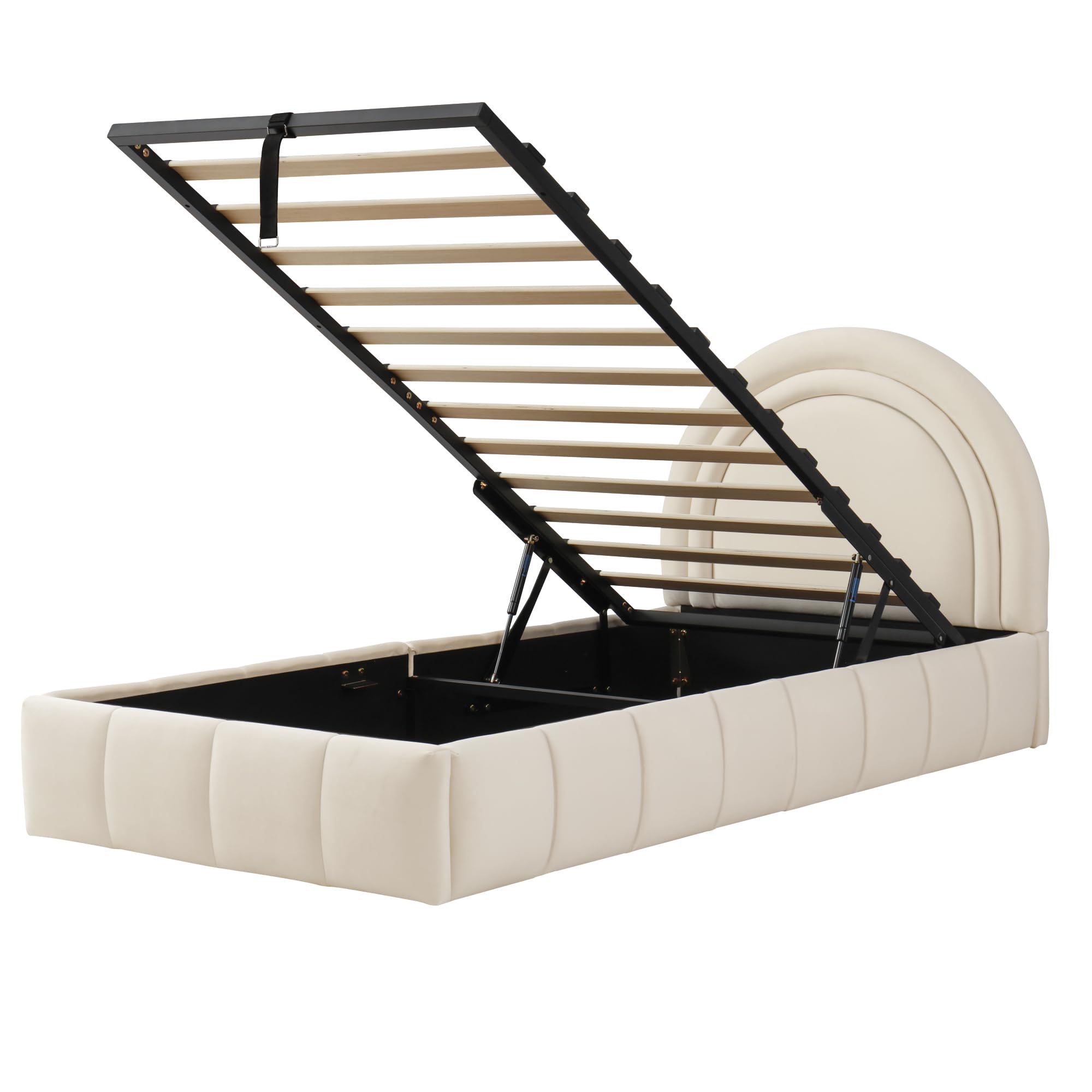 Dolamaní Letto singolo 90x200 beige velluto contenitore