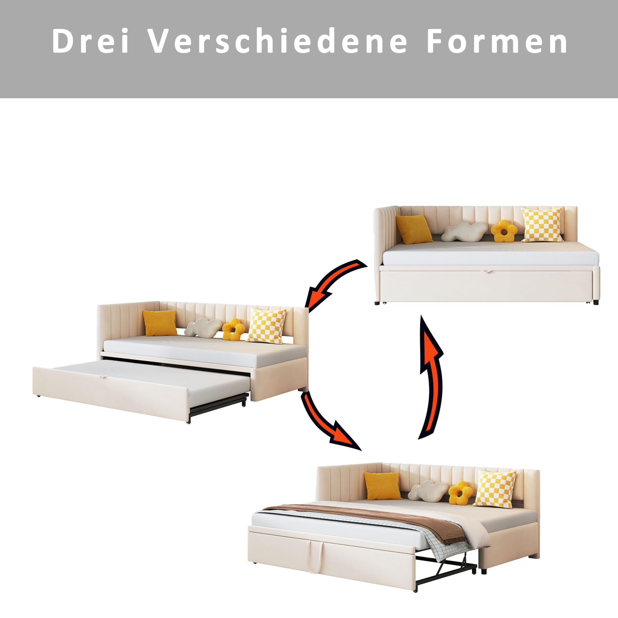 Dolamaní divano letto L beige velluto 90x200 estraibile
