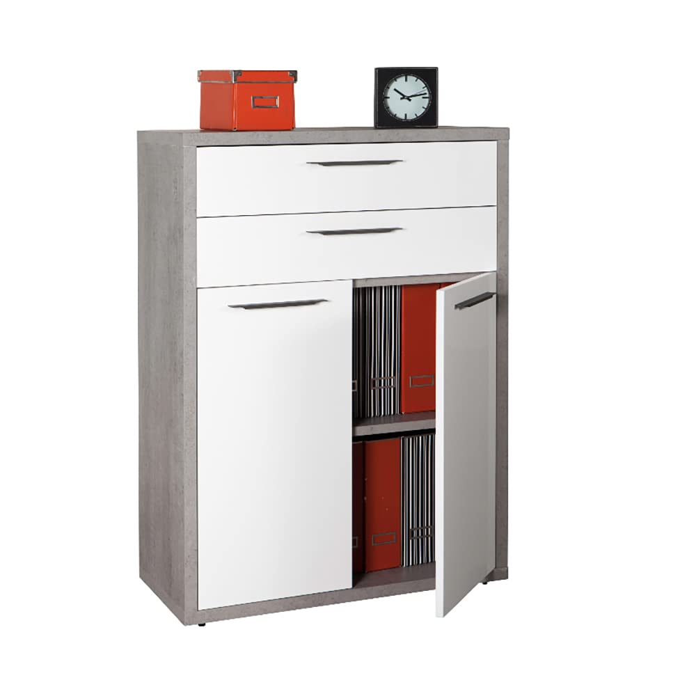 Composad Disegno Ufficio Completo 9 Mobili Cemento Bianco