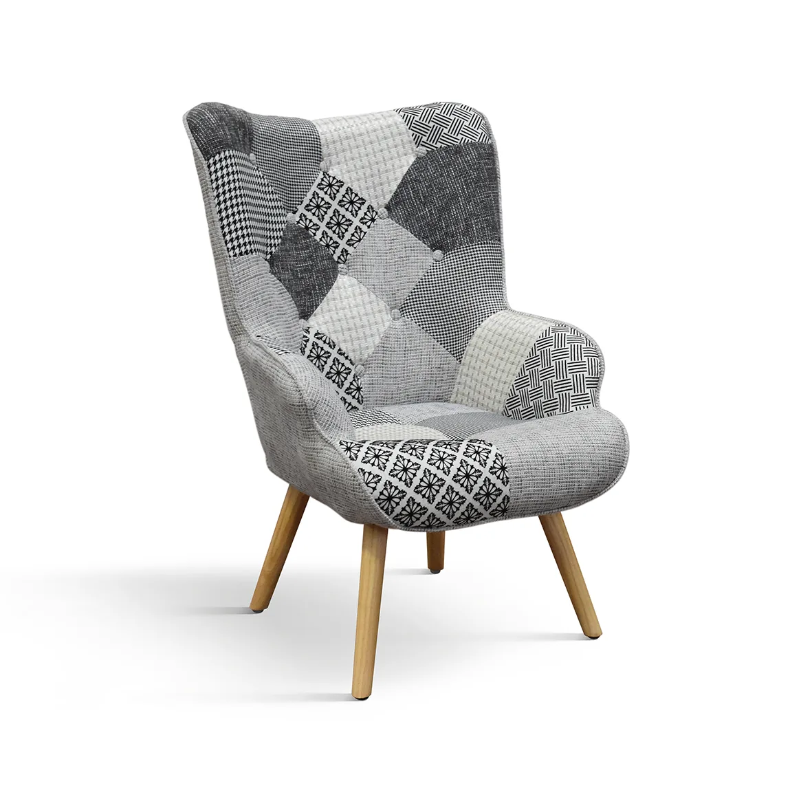 Epocantica Ludovica Poltrona Patchwork Bianco Nero Poggiapiedi