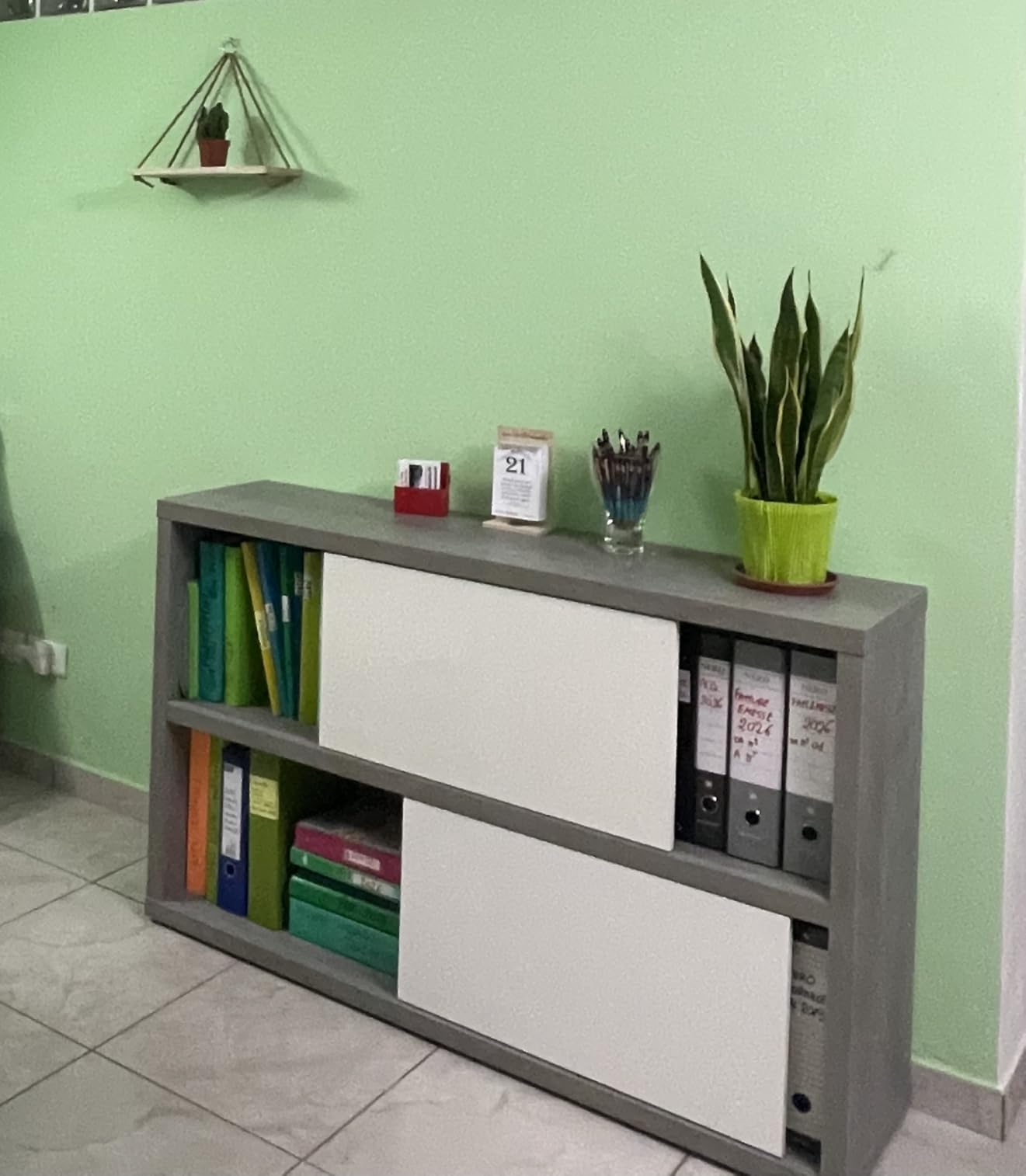 Composad Pratico Mobile Ante Scorrevoli Cemento Bianco 140 cm