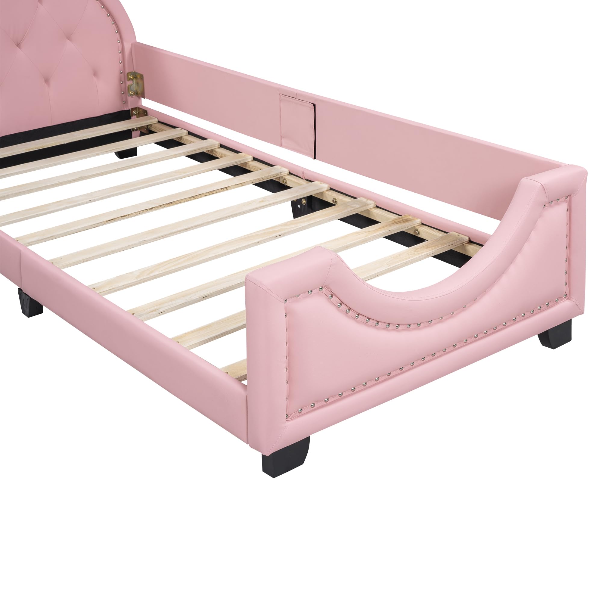 Dolamaní Letto bambini 90x200 rosa in ecopelle orecchie gatto