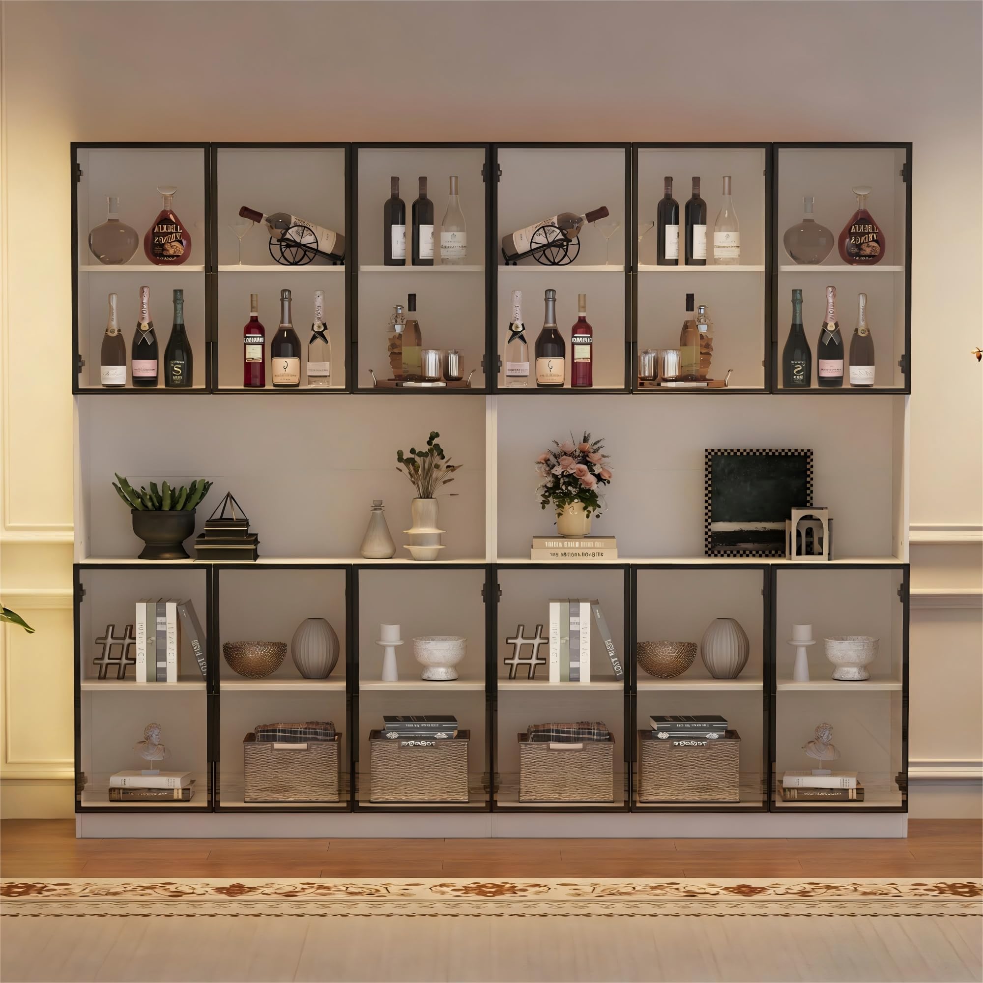 Dolamaní Vetrina LED Bianca 240x34x200 cm 12 Ante Vetro