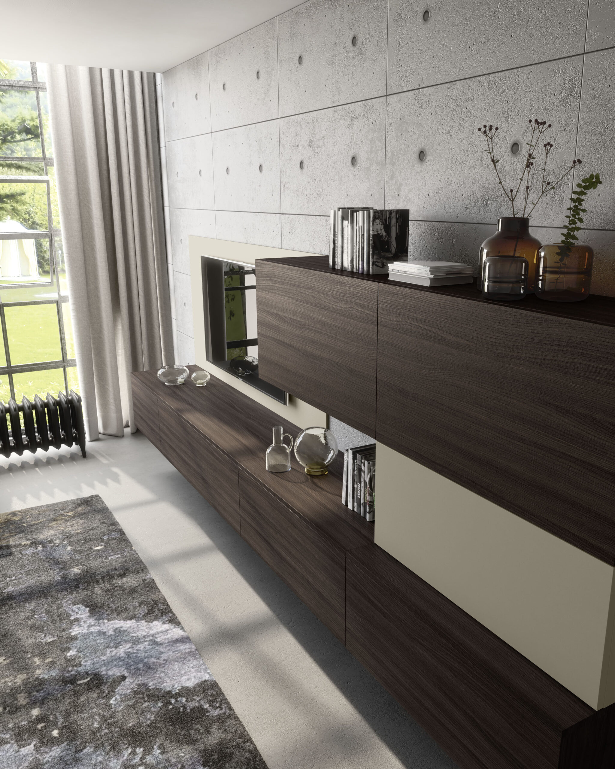 S75 Supreme Ingrid Olmo Dark parete attrezzata 360 cm