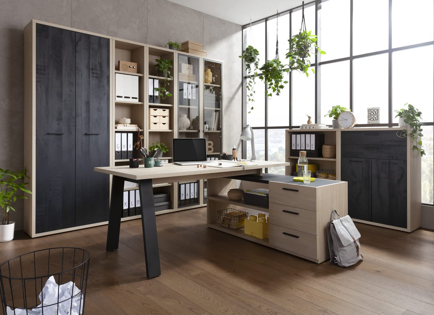 Composad Davinci 2 ante 2 cassetti mobile rovere nero 81,6 cm