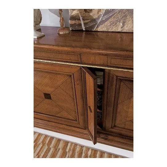 EPOCANTICA Arte Povera Credenza 2 Porte 2 Cassetti Intarsiata 234 cm