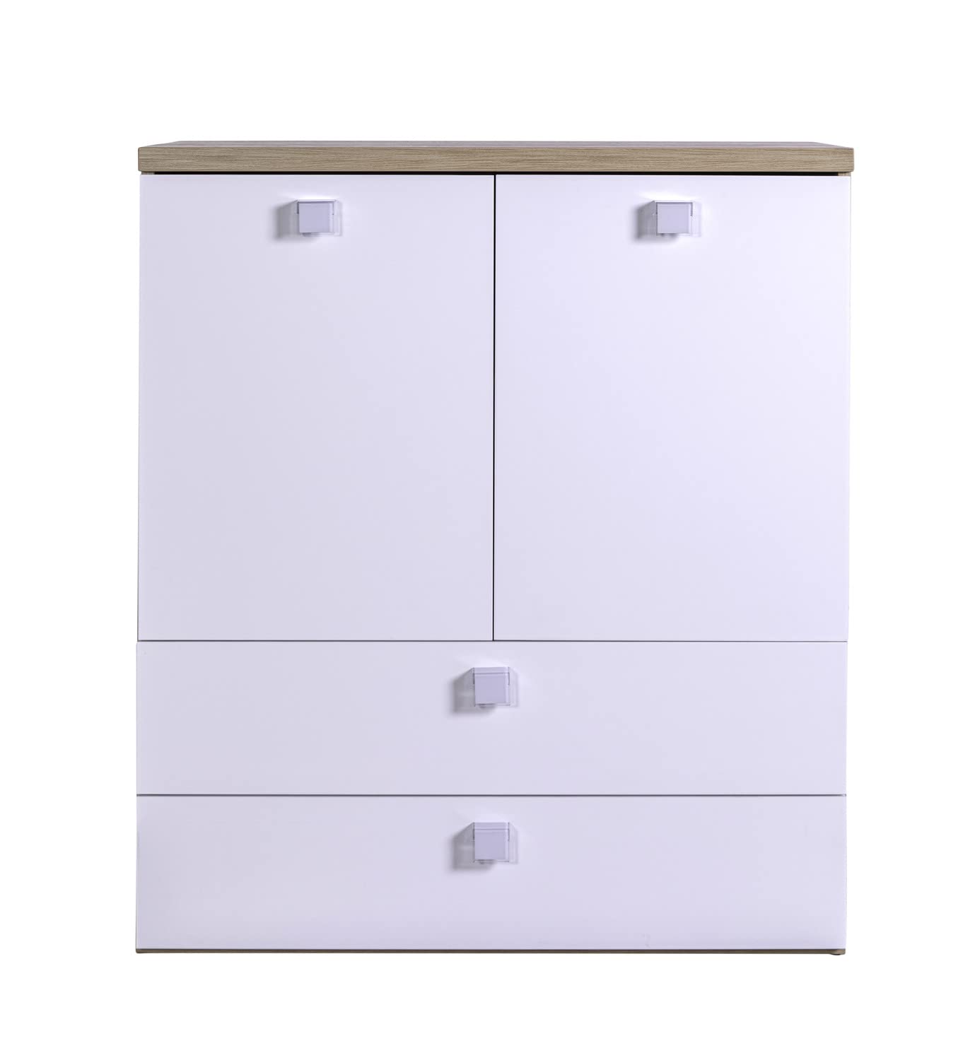 Composad Globo mobile contenitore 2 cassetti 2 ante rovere bianco