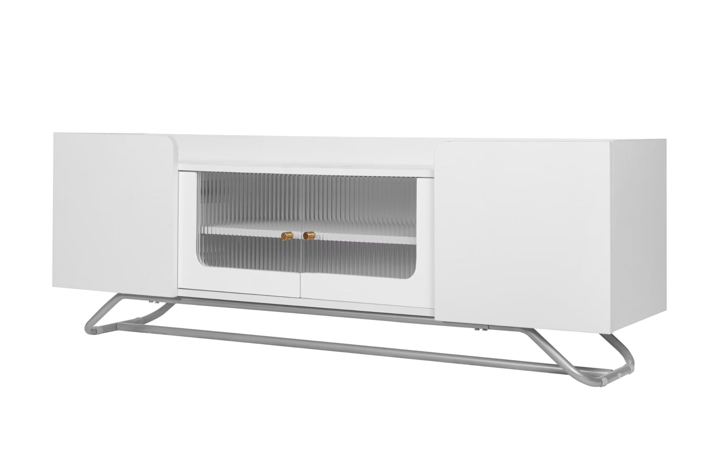 Dolamaní Mobile TV 150 cm Bianco Ante Vetro Effetto Marmo