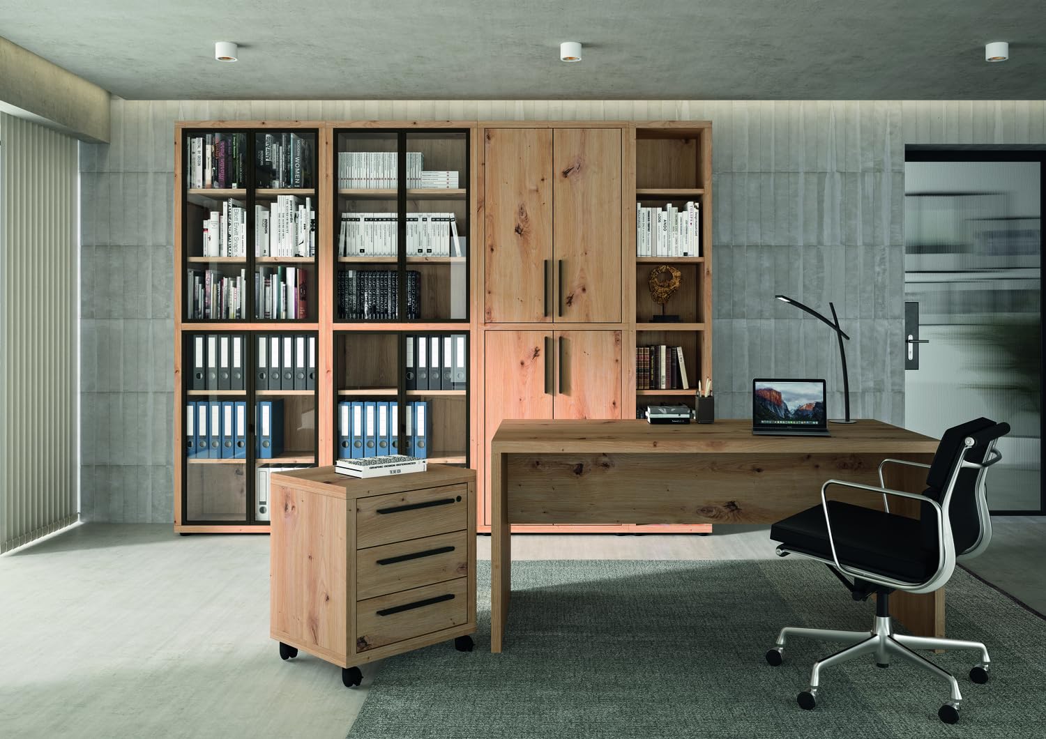 Composad Rilega Scrivania Ufficio 180 cm Rovere Modesty Panel