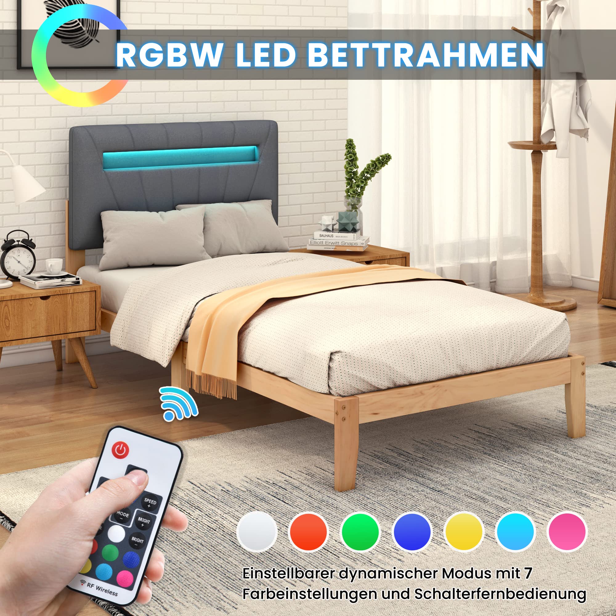 Dolamaní letto singolo 90x200 legno testiera imbottita