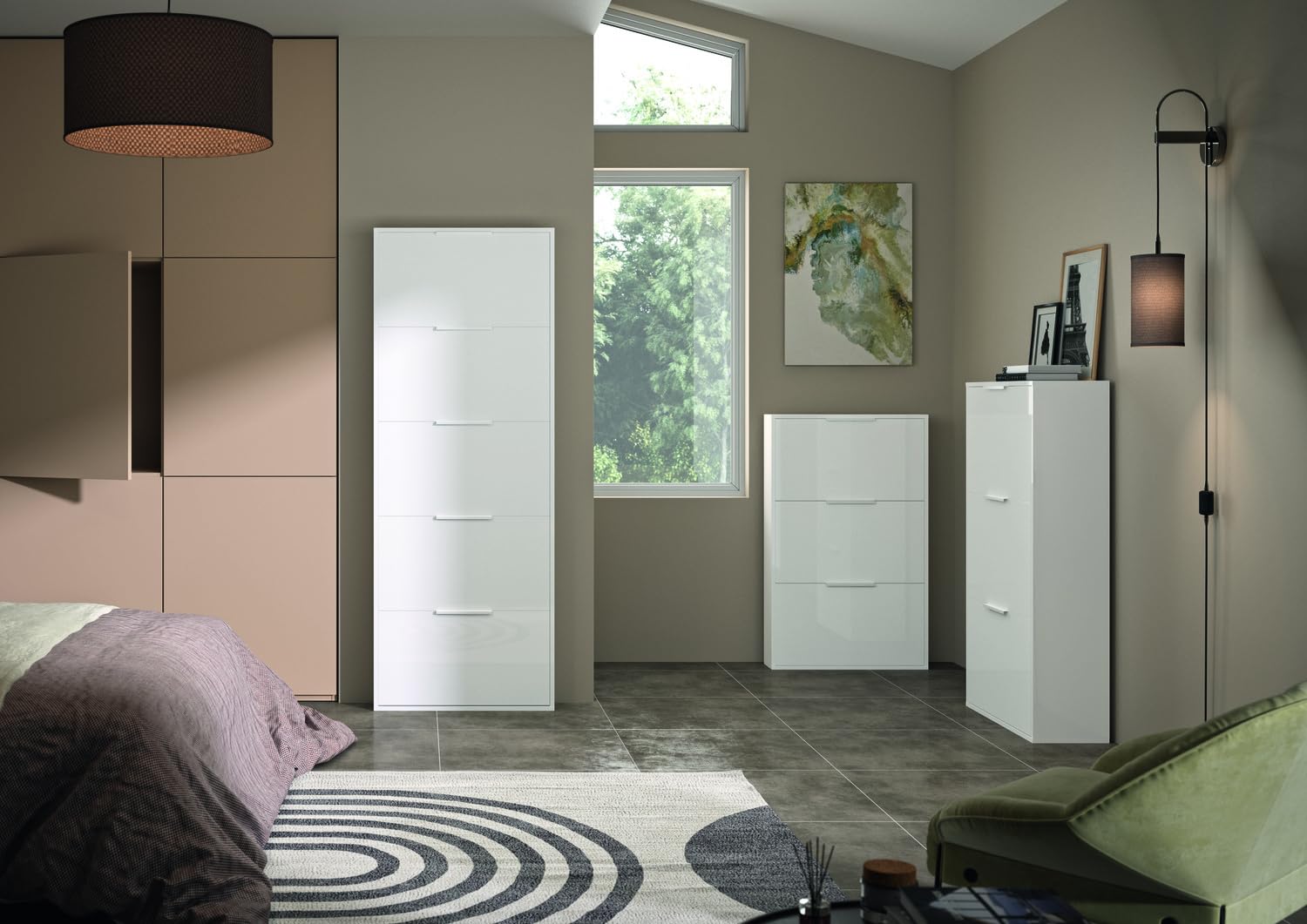 Composad Espresso Scarpiera Slim 3 Ribalte Bianca 65x105 cm