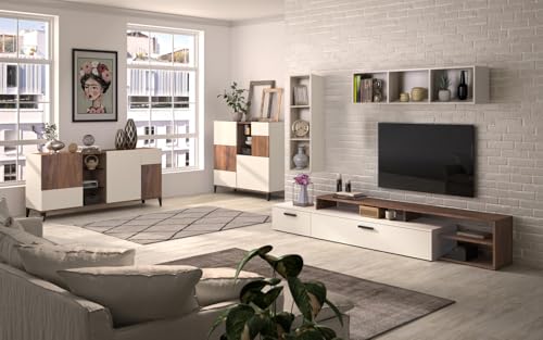Composad Vittoria Soggiorno Completo 5 Mobili Noce Brera Porta TV