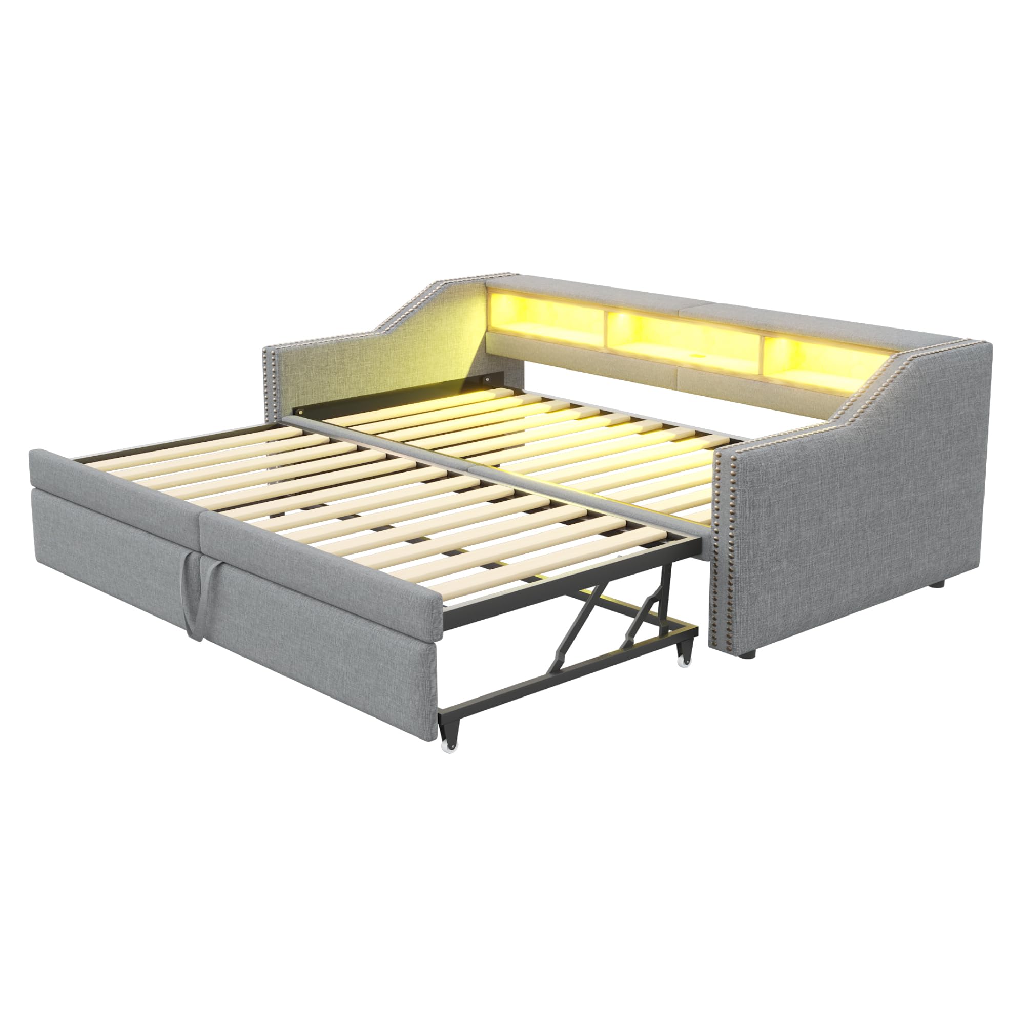 Dolamani Grigio Chiaro C Divano Letto Lino 90/180x200 cm
