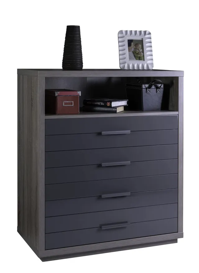 Composad cassettiera 4 cassetti e vano rovere e grigio