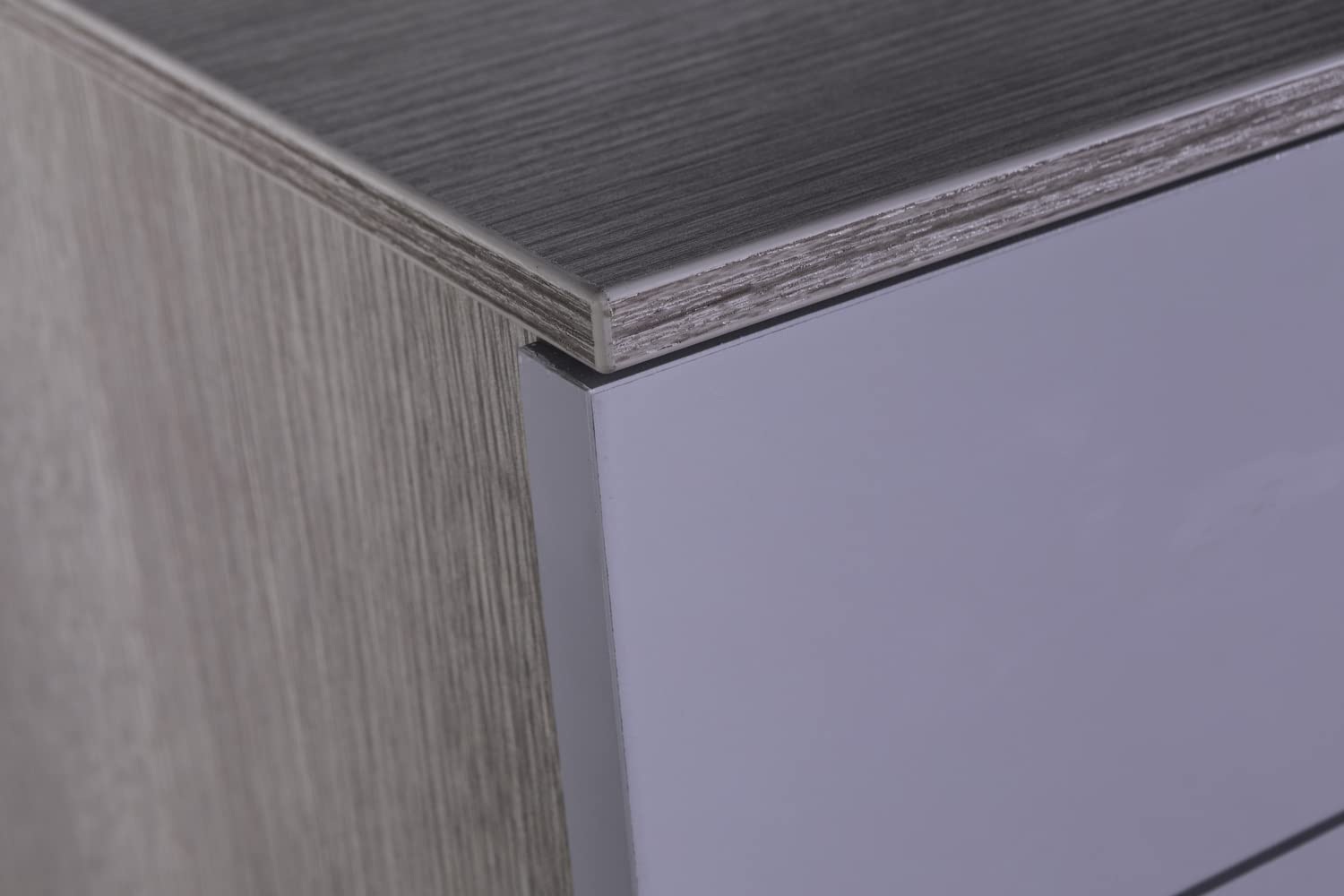 Composad Comodino 2 Cassetti Rovere Grey Oak senza Maniglie