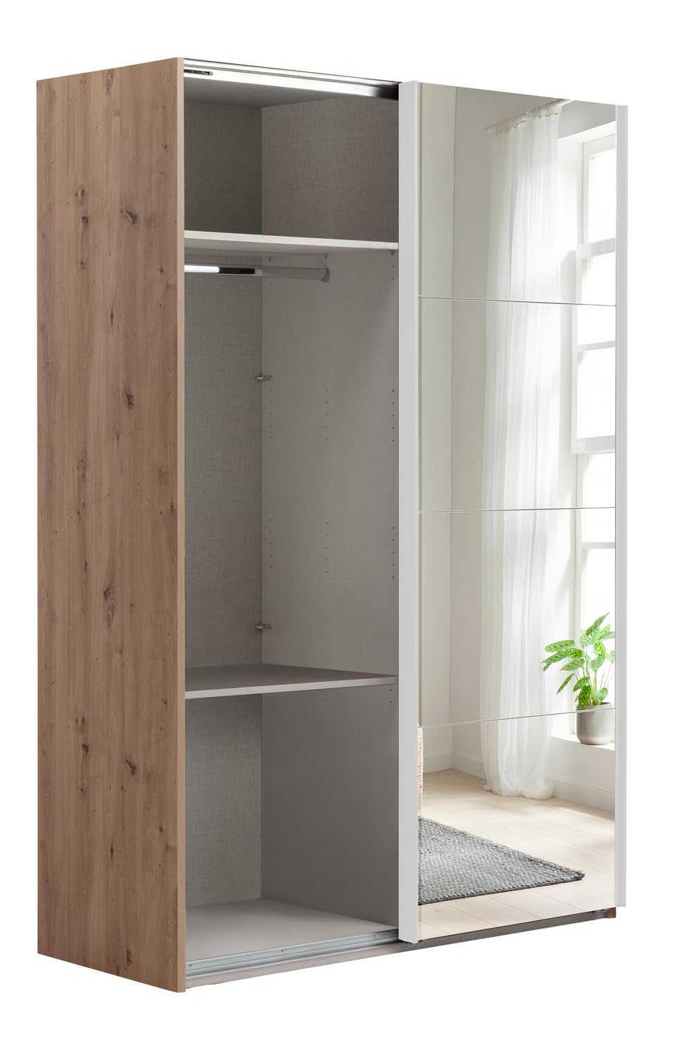 Composad Systema armadio 2 ante scorrevoli specchio 150 cm rovere miele