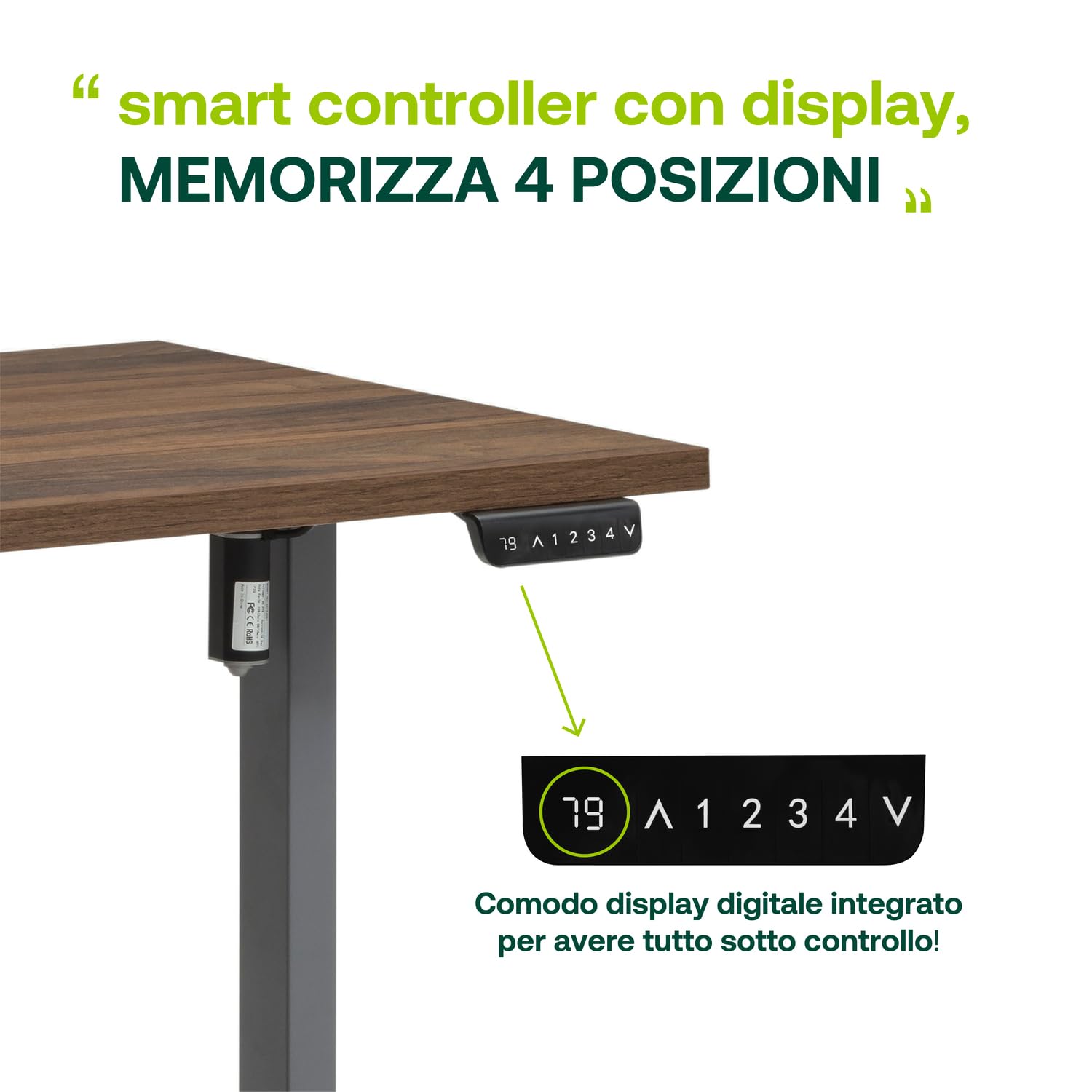 Composad Energia scrivania regolabile 150x69 noce brera elettrica