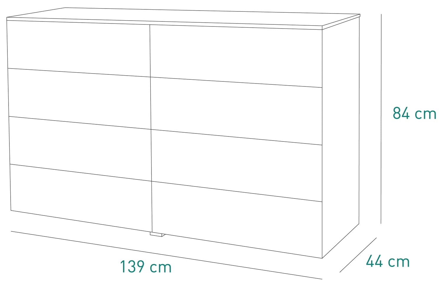 Composad Privilegio cassettiera bianco laccato 140x85x44 8 cassetti