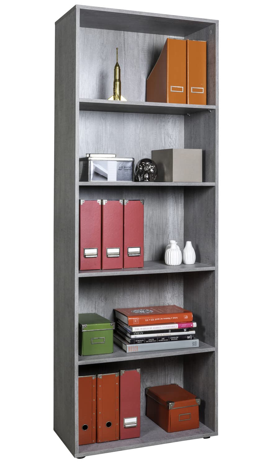 Composad Flow Libreria Alta 4 Ripiani Grigio Cemento 69x200 cm