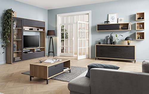 Composad Oronero Set 5 Mobili Soggiorno Rovere Nero Elegante