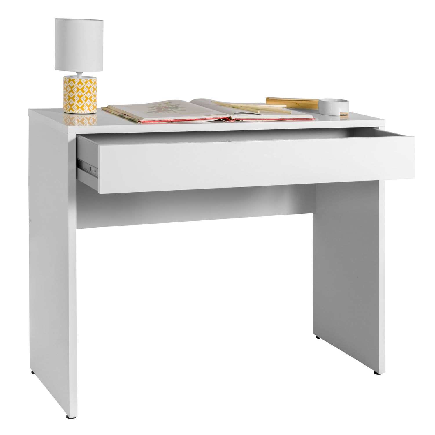 Composad Espresso scrivania consolle 100 cm bianca 1 cassetto