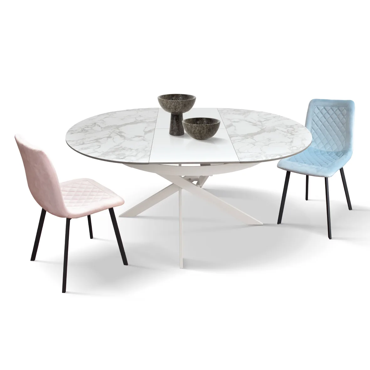 Epocantica Girasole Tavolo Rotondo Allungabile Ceramica Bianco