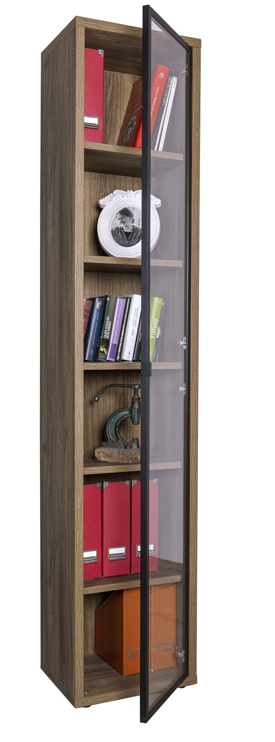 COMPOSAD DAVINCI Libreria Colonna 1 Anta Vetro Noce