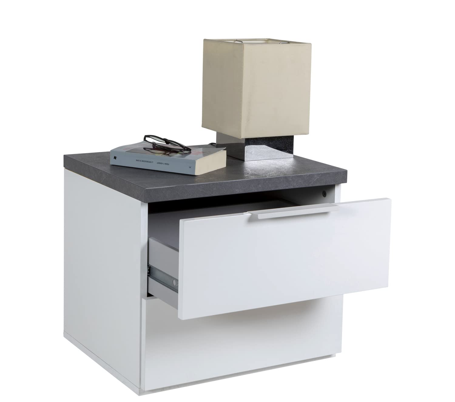Composad Mundi Bedroom comodino 2 cassetti grigio bianco