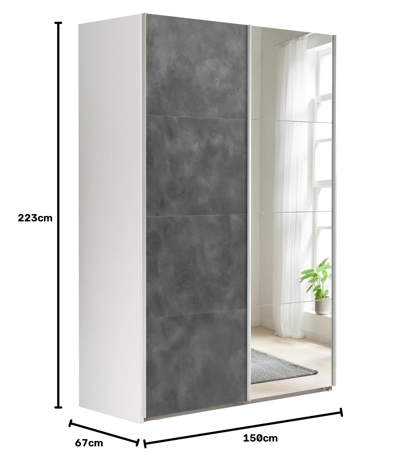 Composad Systema 150x223x67 armadio 2 ante scorrevoli grigio bianco
