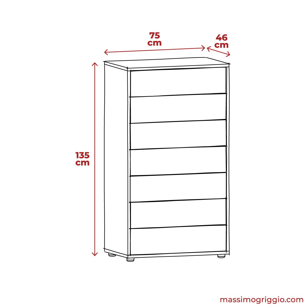 Massimo Griggio Large settimanale 7 cassetti nobilitato