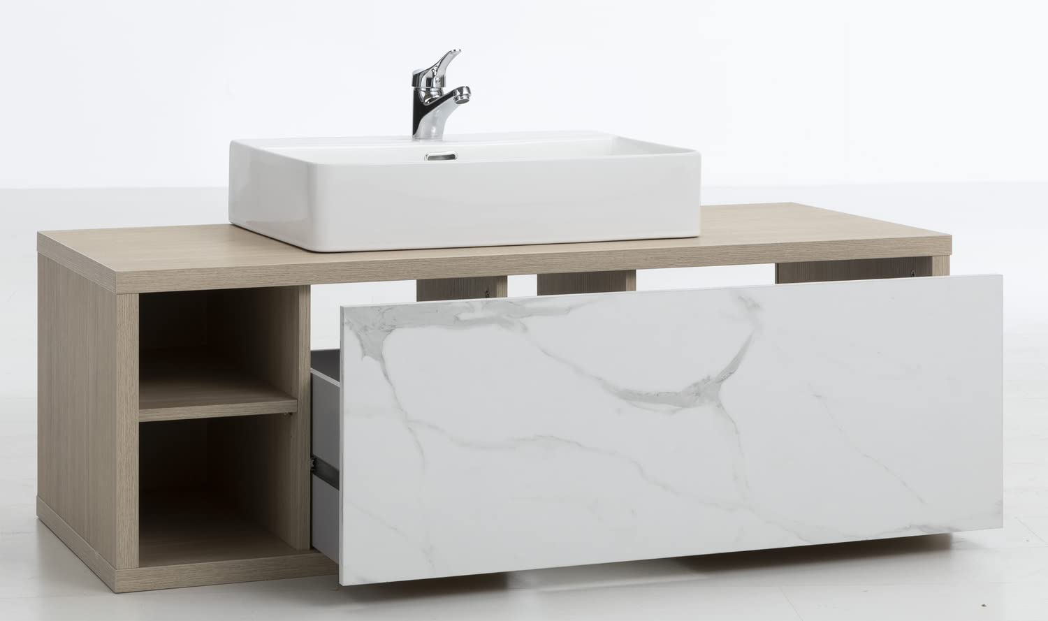Composad Ladama mobile sottolavabo senza lavabo rovere marmo 123 cm