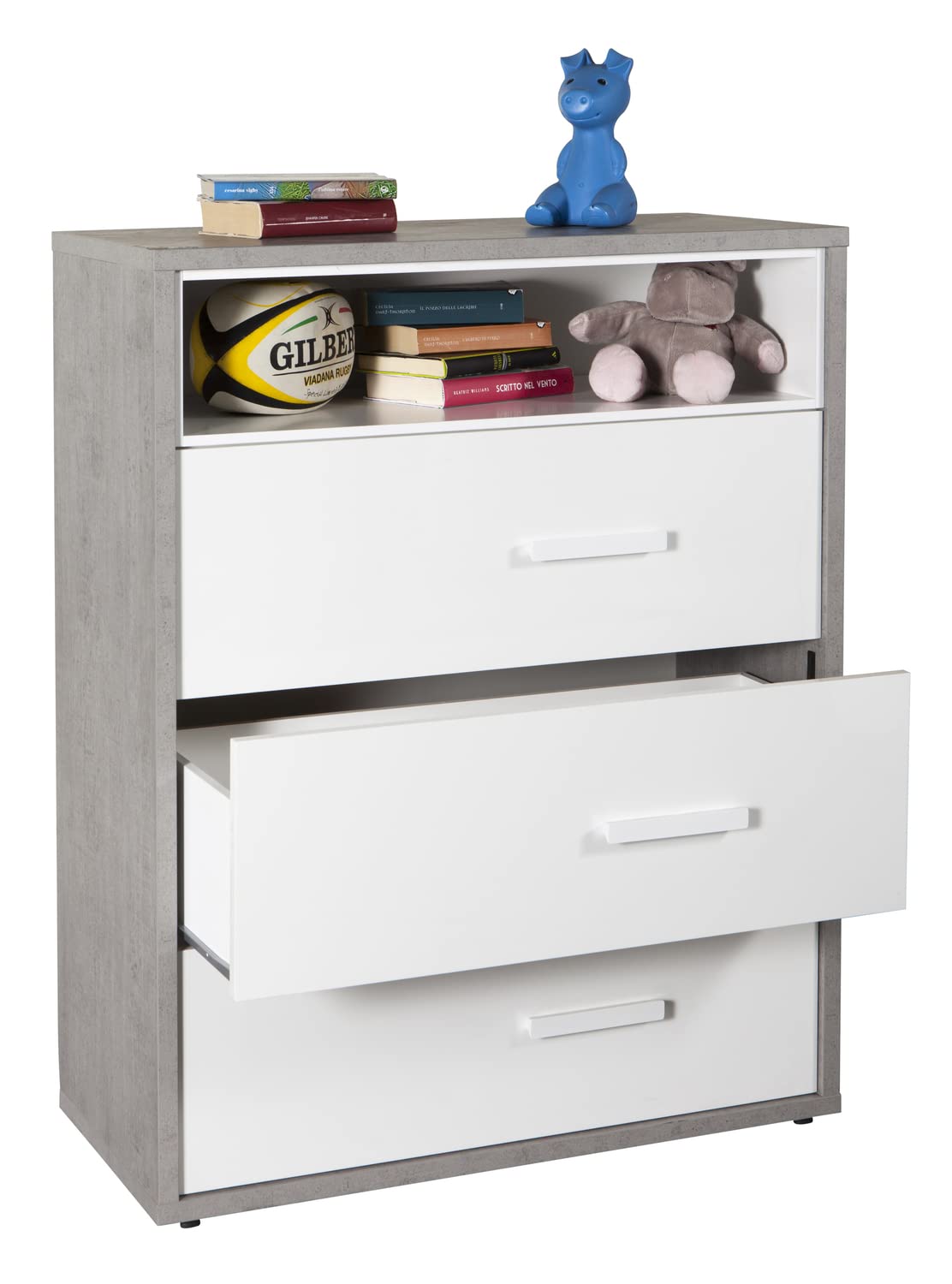 Composad MiPiace cassettiera 3 cassetti cemento bianco