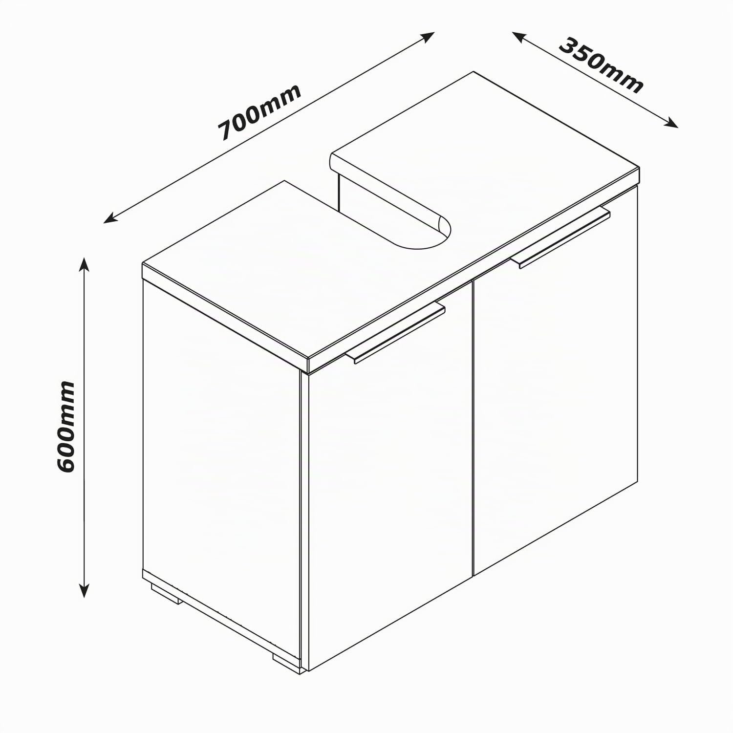 Composad Mundi Sottolavabo 2 Ante 70 cm Grigio Titanio