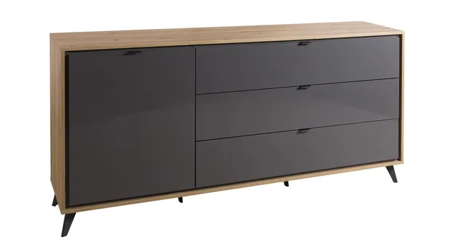 Composad Cornice madia 1 anta 3 cassetti rovere grigio