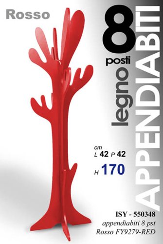 Iperbriko Attaccapanni Albero Legno Rosso H170 cm