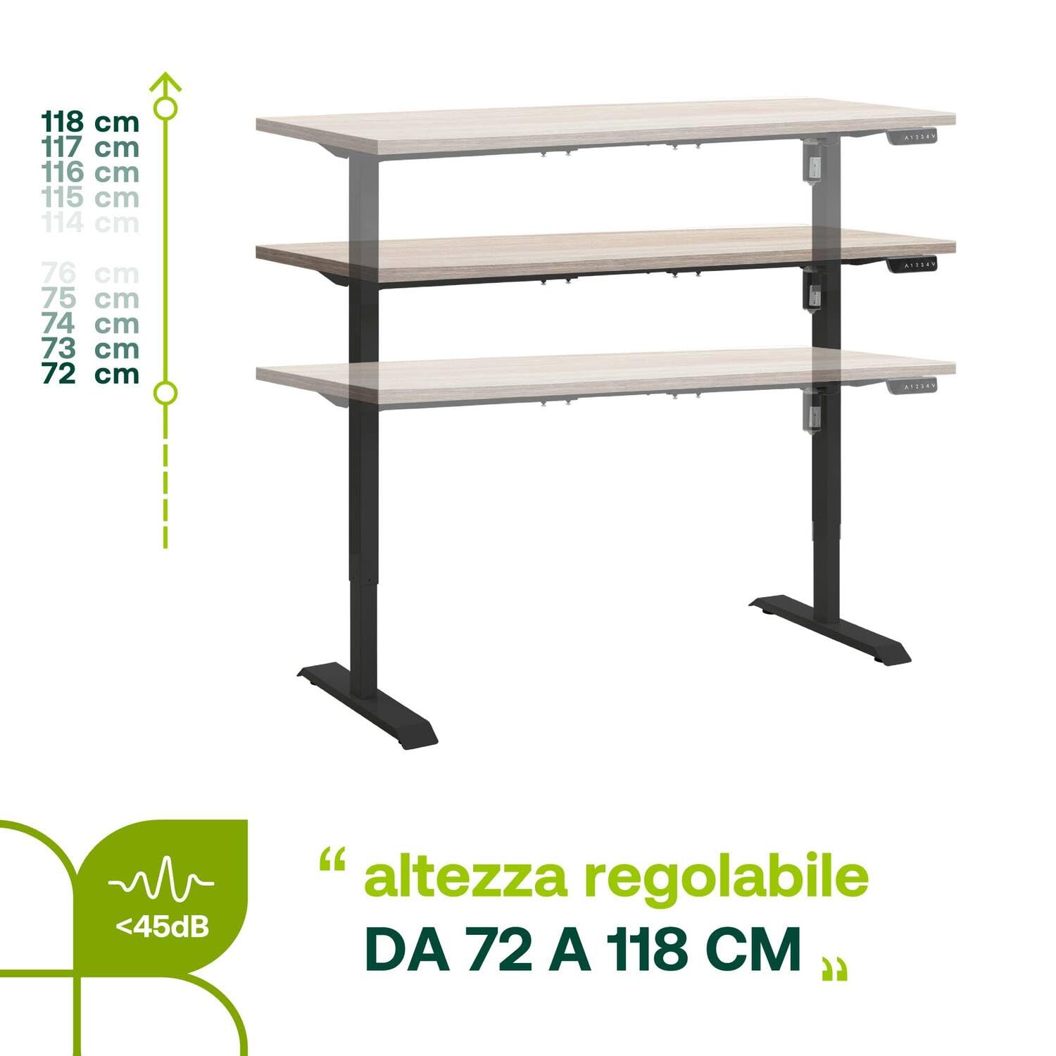 Composad Energia scrivania regolabile 150x69 rovere sonoma nero elettrica