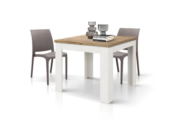 Epocantica Marta tavolo allungabile rovere base bianca 90x90