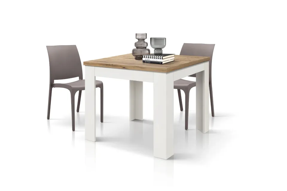 Epocantica Marta tavolo allungabile rovere base bianca 90x90
