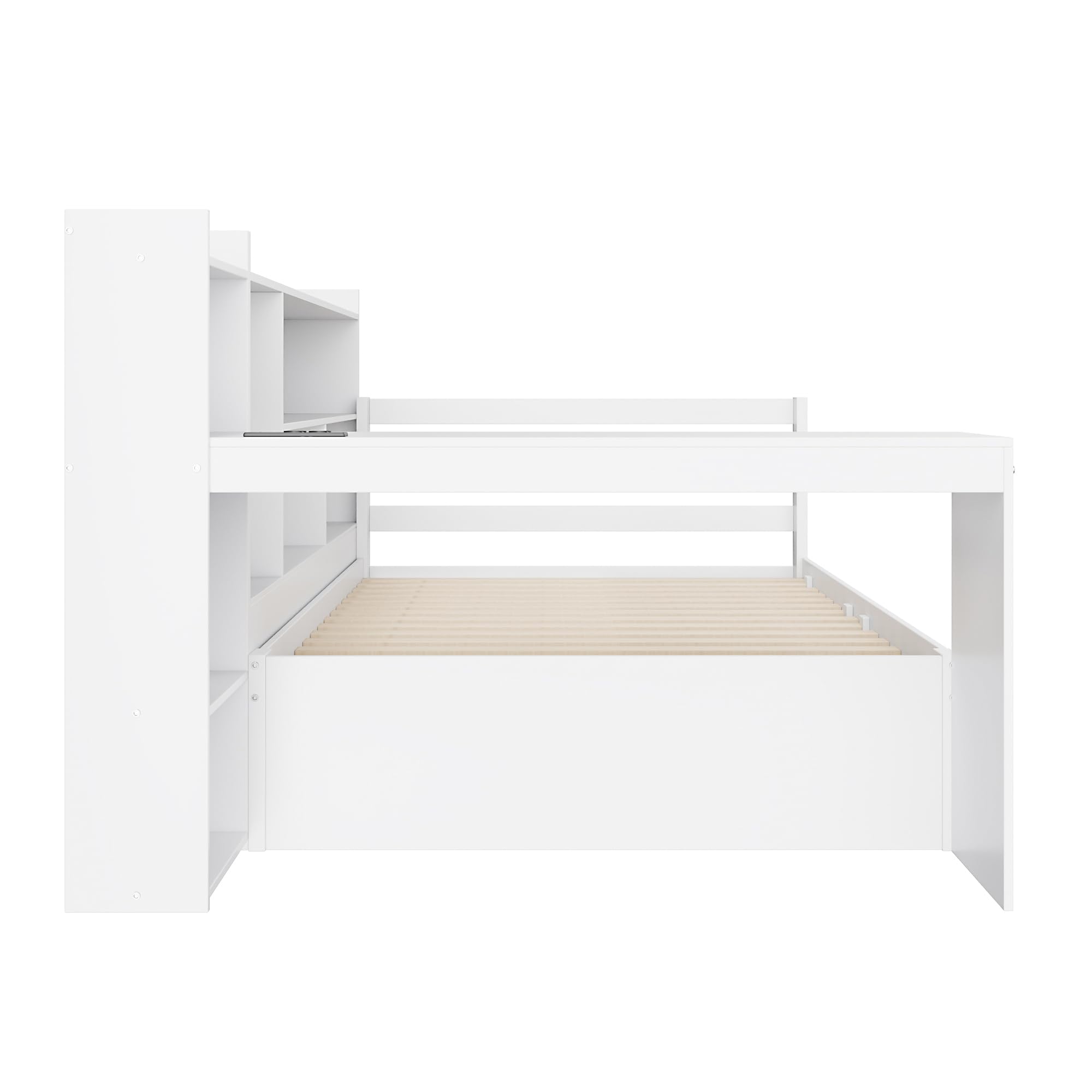 Dolamaní Letto 90x200 con scrivania e cassetti bianco