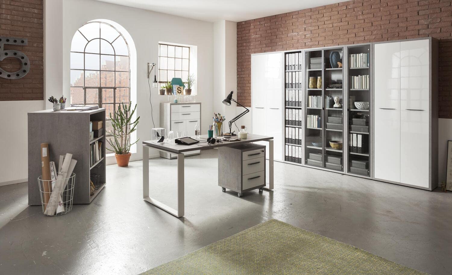 Composad Disegno libreria bassa 2 ripiani grigio cemento
