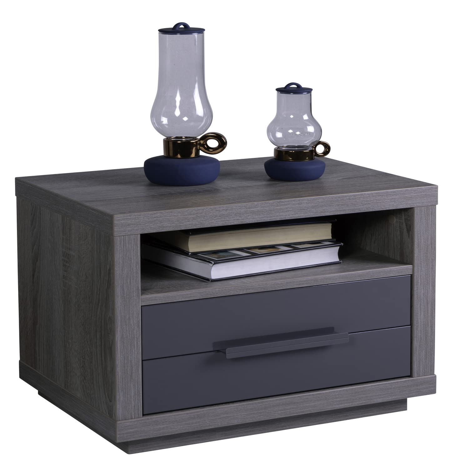 Composad Comodino 1 Cassetto 1 Vano Rovere Grigio 70 cm